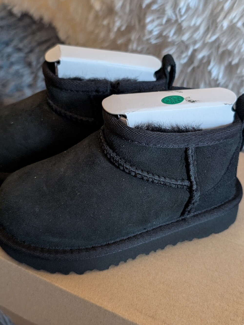 UGG Kids Black Suede Slip-On Booties
